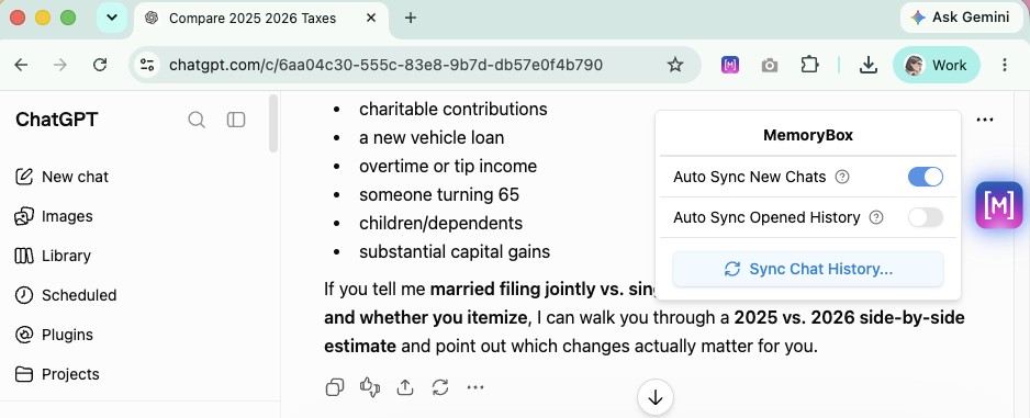 Extension Popover Modal with Sync Button